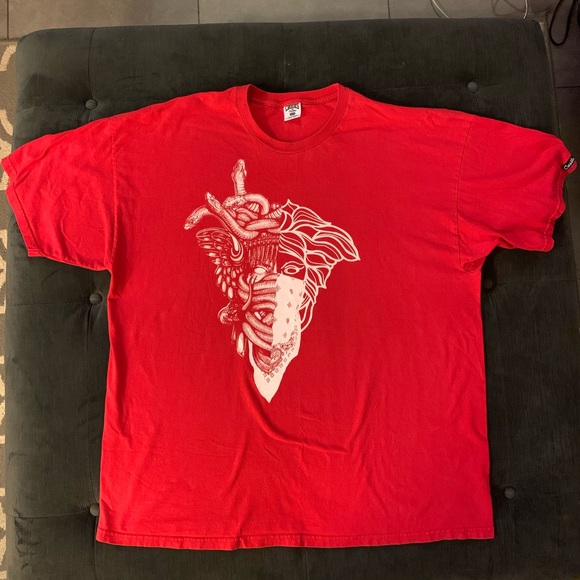 Gently Used Crooks & Castles Split image Red shirt Size XXL - Picture 1 of 5